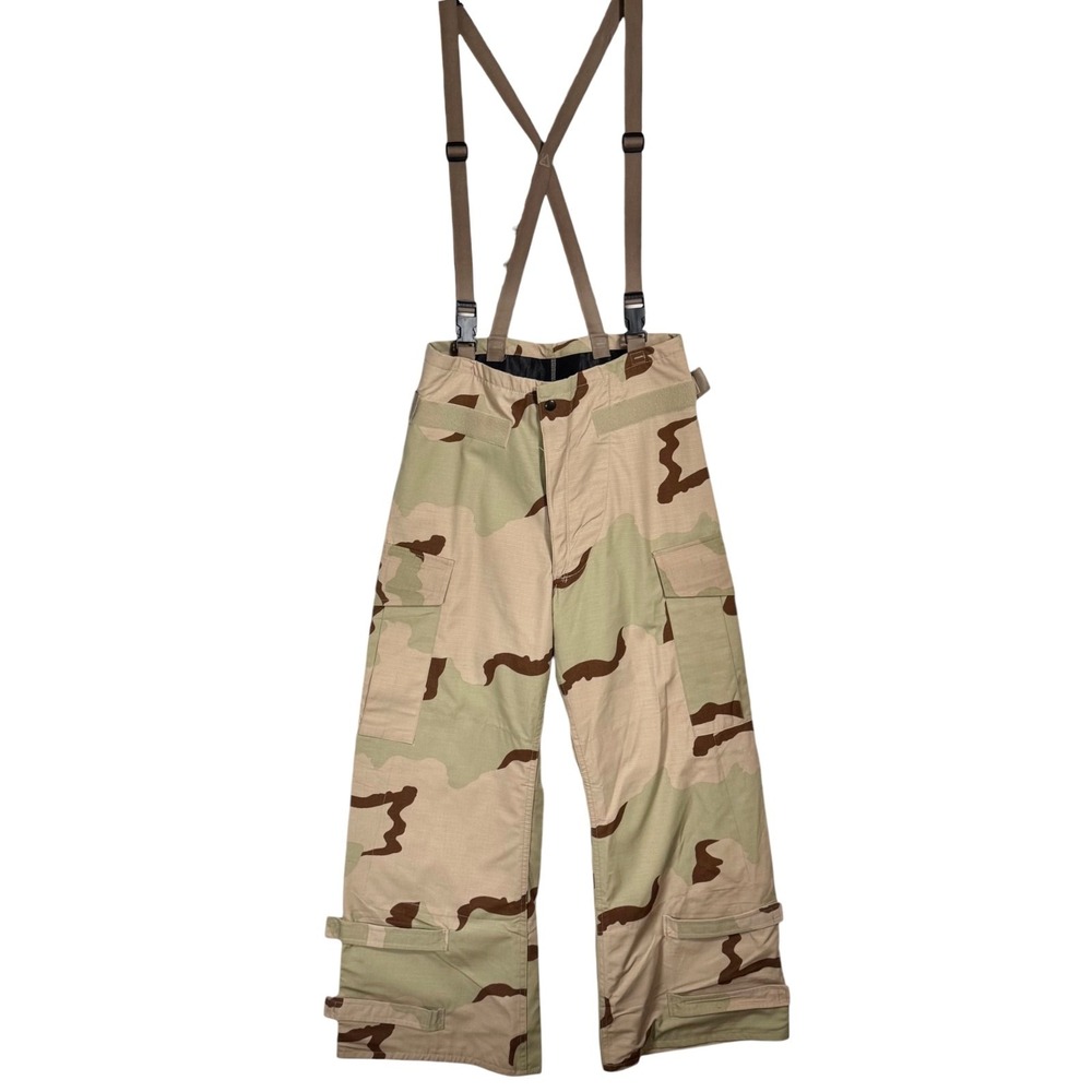 USGI Military Desert Camo Chemical Protective Cargo Pants NFR S Short Suspenders